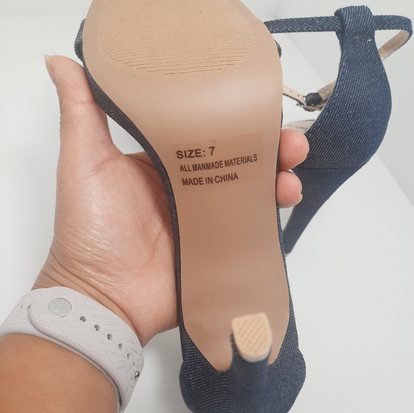 Qupid Ankle Straps Denim Heels NEW - Picture 8 of 9